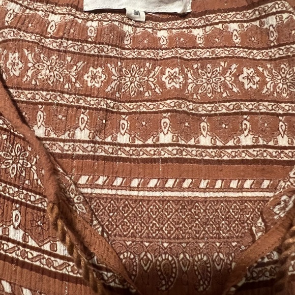 Daughters of India Mishka Mini Dress Chai Size Medium Boho Puff Sleeve Cotton - Picture 3 of 13